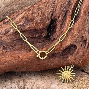 Gold Plated Paperclip Mariner Charm Holder Necklace stainless steel jewelry